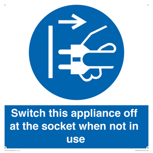 Switch this appliance off at the socket when not in use